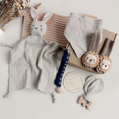 Newborn Essentials Gift Box with Towel, Socks, and Accessories