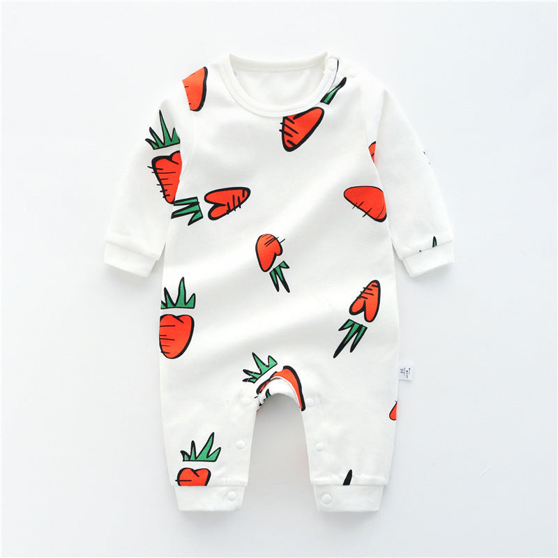 Long-Sleeved Cotton Baby Romper for Spring & Autumn