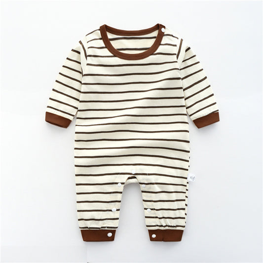 Long-sleeved cotton baby jumpsuit perfect for spring and autumn