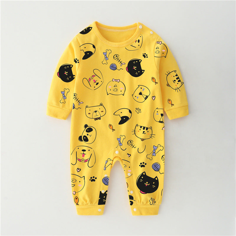 Long-Sleeved Cotton Baby Romper for Spring & Autumn