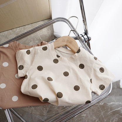 Soft and breathable cotton baby t-shirt with playful dot pattern