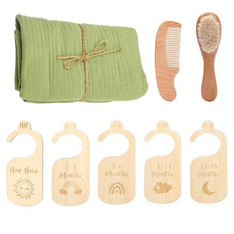 Newborn Gift Set: Wool Brush, Bath Towel, and Gift Box