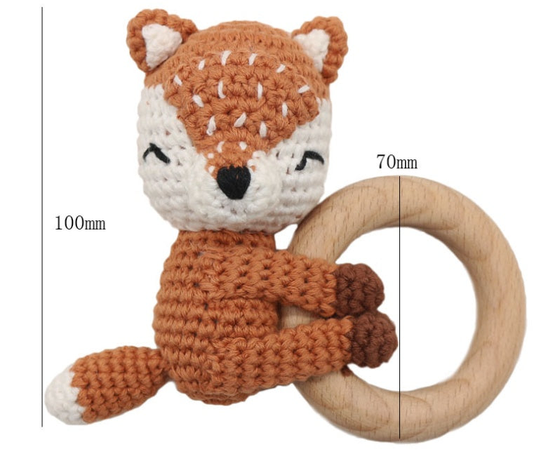 Baby Molar Teether with Crochet Fox and Elk