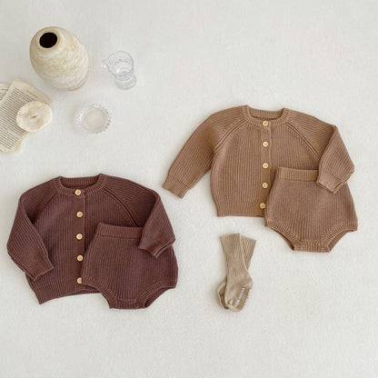 Baby Cotton Yarn Bulky Underpants Cardigan Coat Two-piece Suit