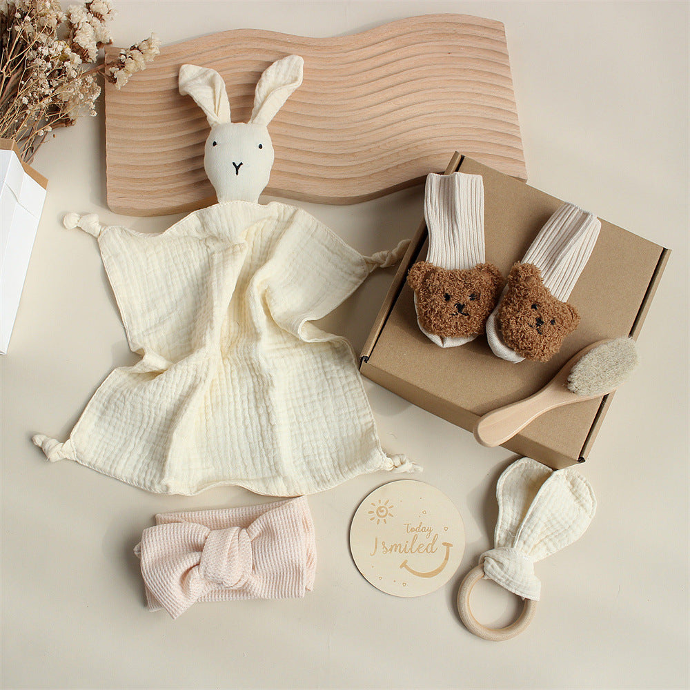 Newborn Essentials Gift Box with Towel, Socks, and Accessories