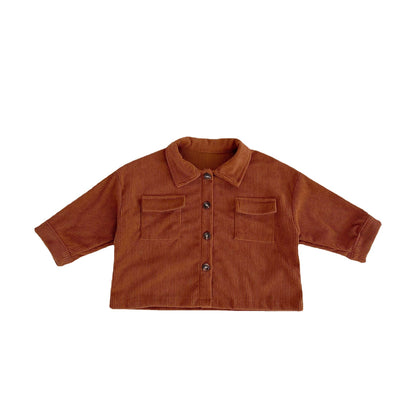 Spring And Autumn Infant Boys And Girls Baby Lapel Cardigan Coat Pants Corduroy Two-piece Set