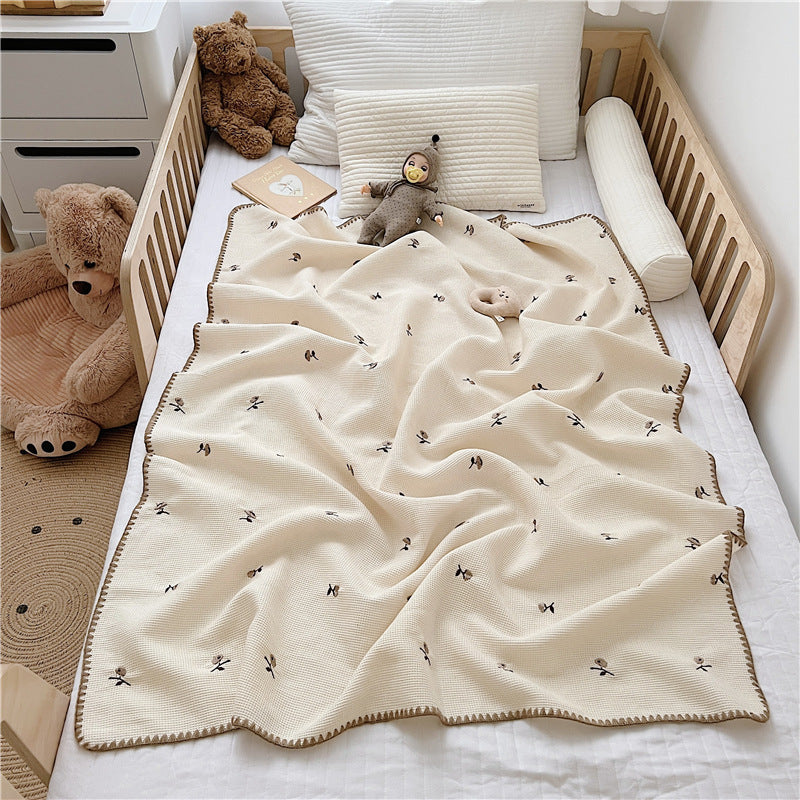 Soft &amp; Cozy Cartoon Embroidered Baby Nap Blanket