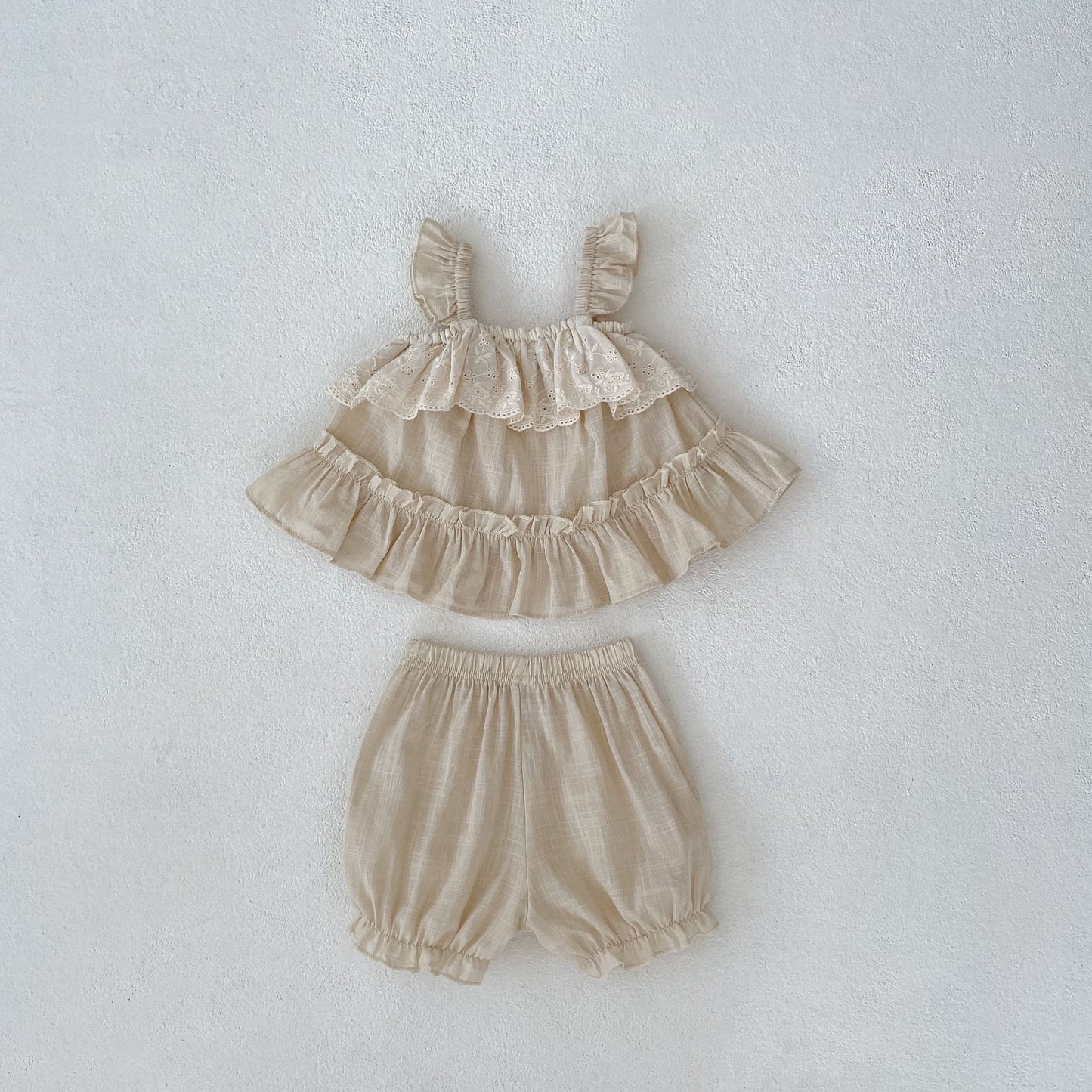 Baby Girl's Adorable Two-Piece Suspender Outfit