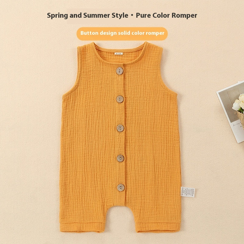 A-class Solid Color Baby Summer Pure Cotton One-piece Garment Jumpsuits