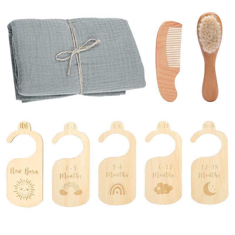 Newborn Gift Set: Wool Brush, Bath Towel, and Gift Box