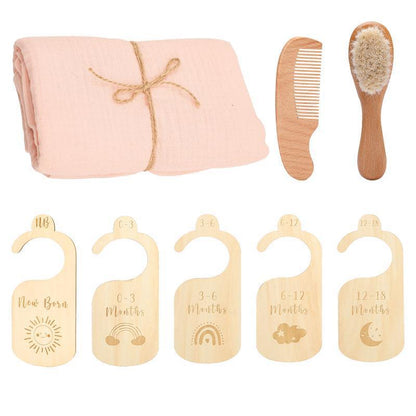 Newborn Gift Set: Wool Brush, Bath Towel, and Gift Box