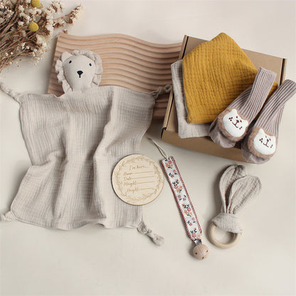 Newborn Essentials Gift Box with Towel, Socks, and Accessories