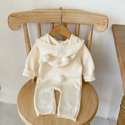 Solid Color Wool Jumpsuit – Perfect for Spring Babies