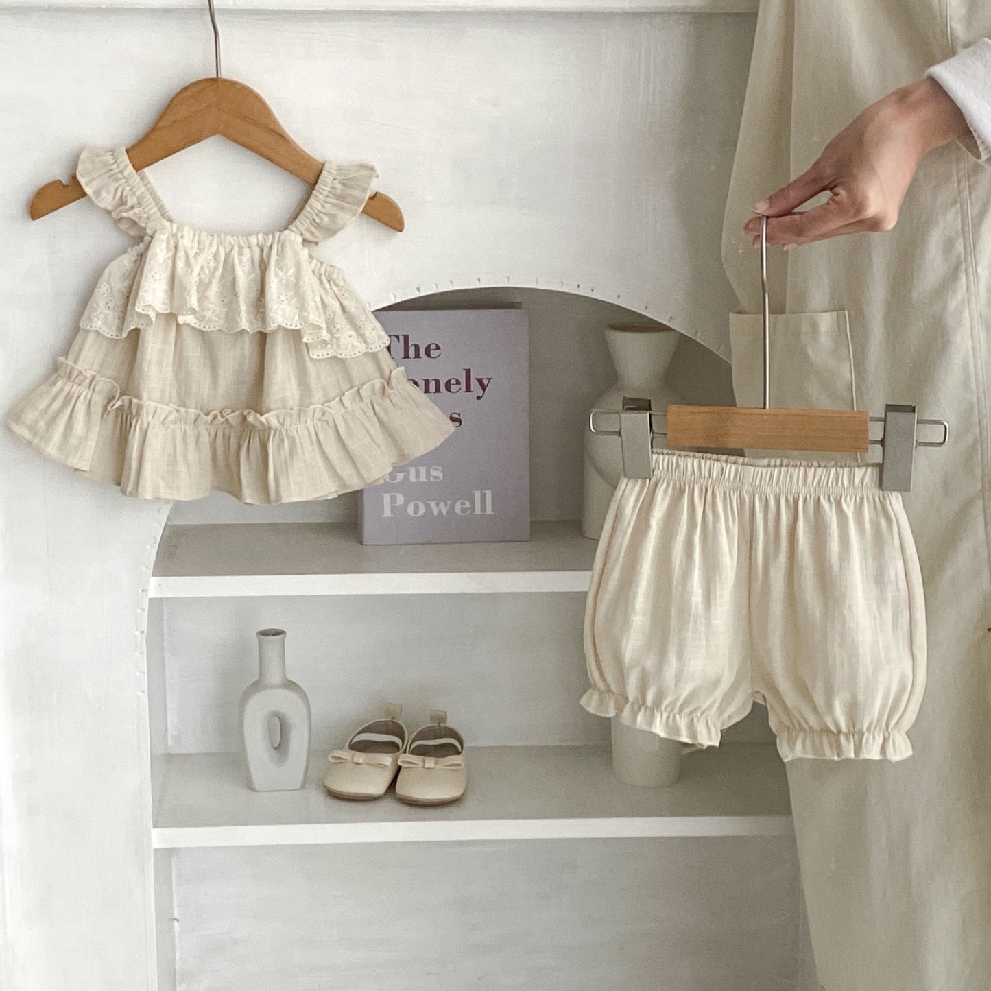 Baby Girl's Adorable Two-Piece Suspender Outfit