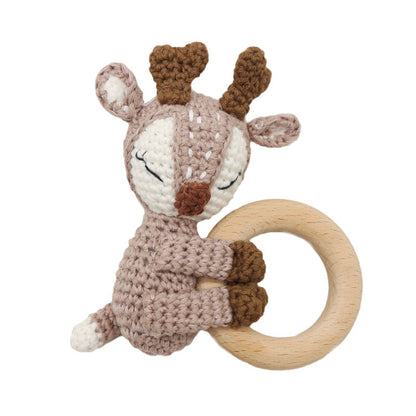 Baby Molar Teether with Crochet Fox and Elk