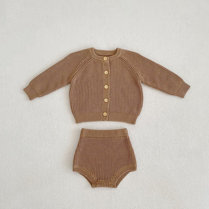 Baby Cotton Yarn Bulky Underpants Cardigan Coat Two-piece Suit