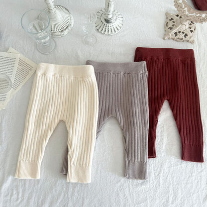 Baby knitted cotton wool leggings in soft, stretchy fabric.

