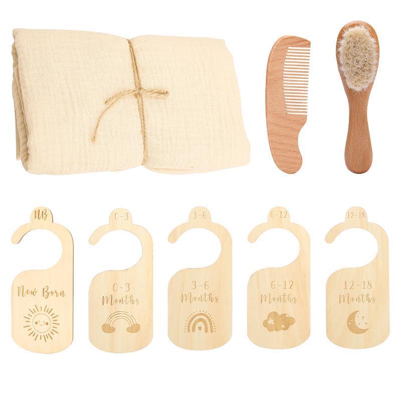 Newborn Gift Set: Wool Brush, Bath Towel, and Gift Box