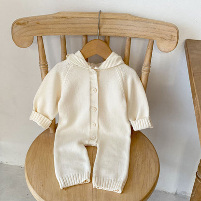 Solid Color Wool Jumpsuit – Perfect for Spring Babies