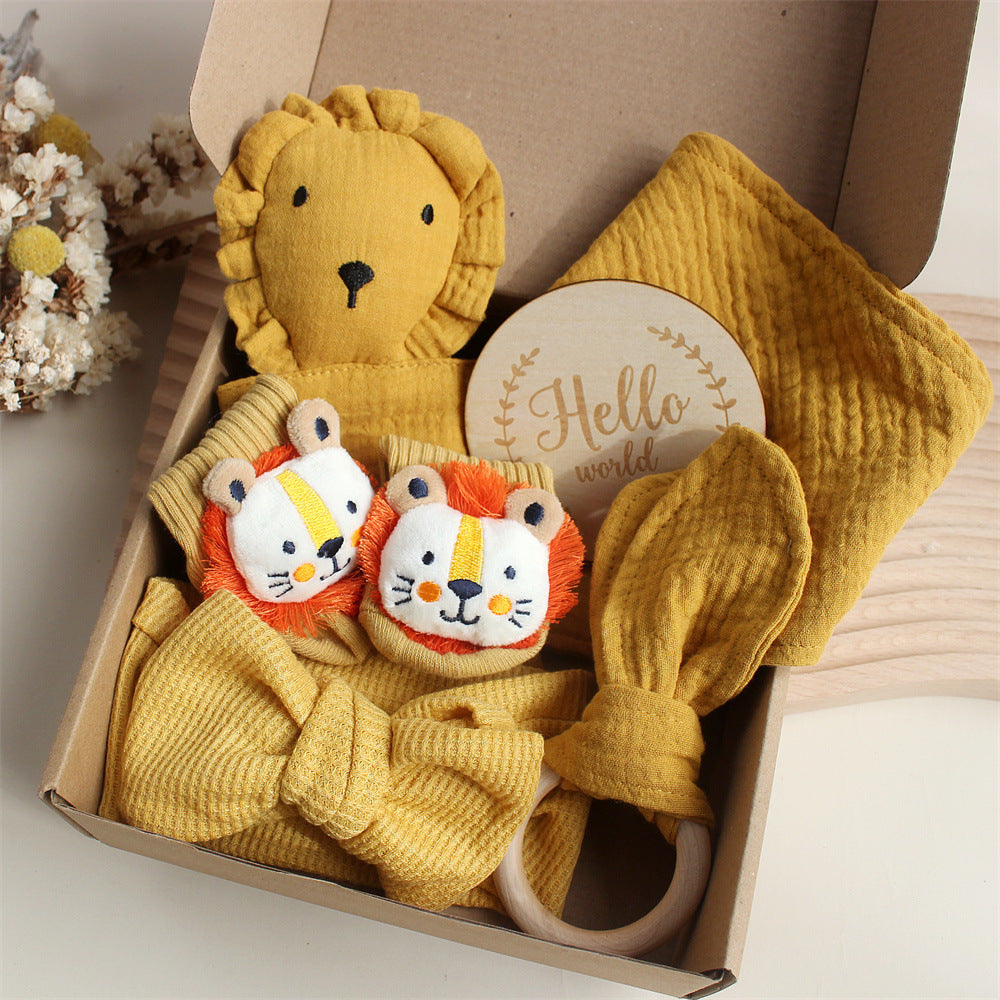 Newborn Essentials Gift Box with Towel, Socks, and Accessories