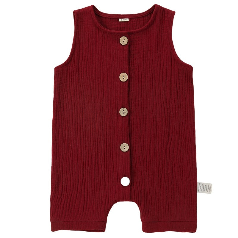 A-class Solid Color Baby Summer Pure Cotton One-piece Garment Jumpsuits