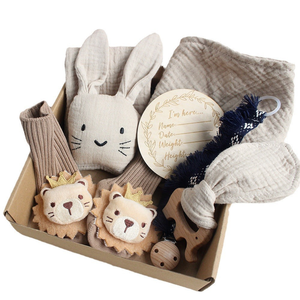 Newborn Essentials Gift Box with Towel, Socks, and Accessories