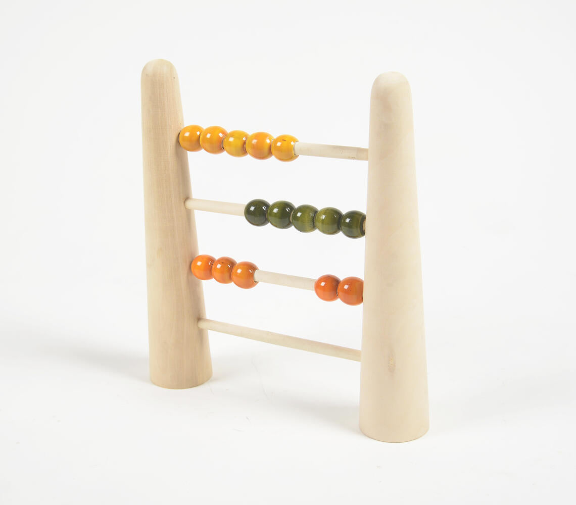 Turned & Lacquered Acacia Wood Abacus for Kids