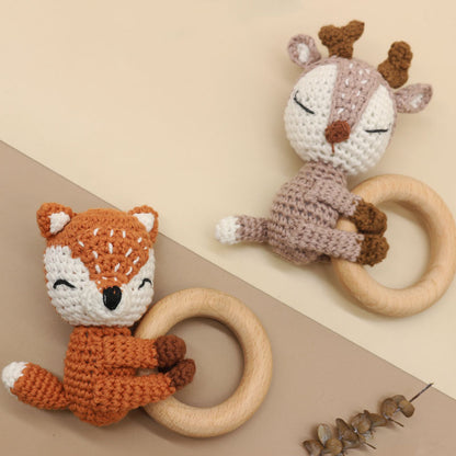 Baby Molar Teether with Crochet Fox and Elk