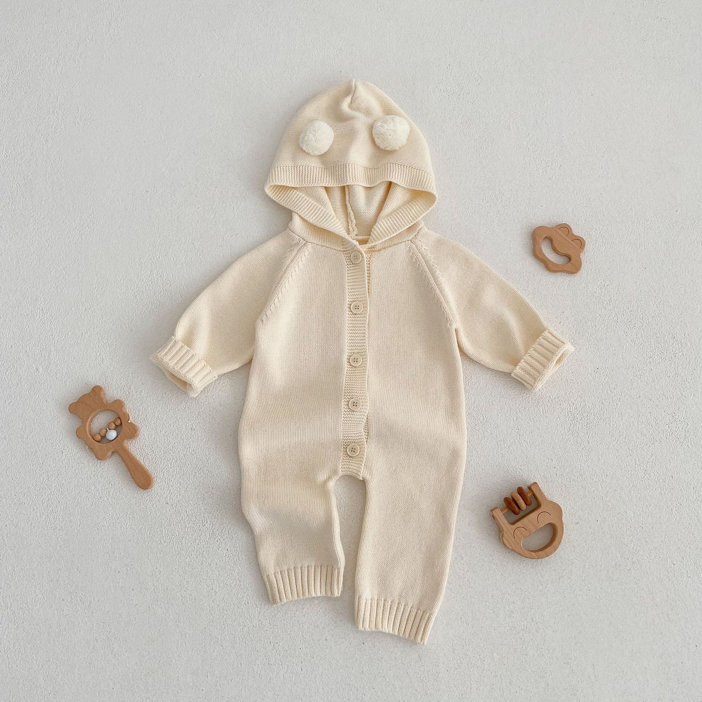 Solid Color Wool Jumpsuit – Perfect for Spring Babies