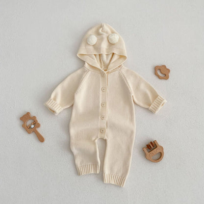 Solid Color Wool Jumpsuit – Perfect for Spring Babies