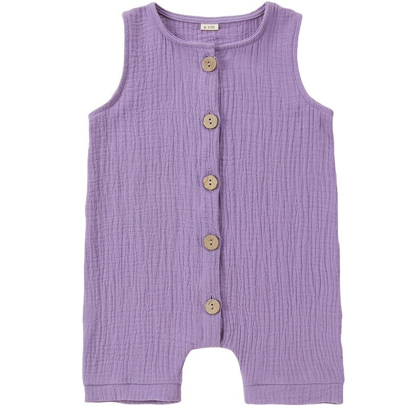 A-class Solid Color Baby Summer Pure Cotton One-piece Garment Jumpsuits