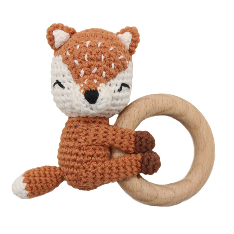 Baby Molar Teether with Crochet Fox and Elk