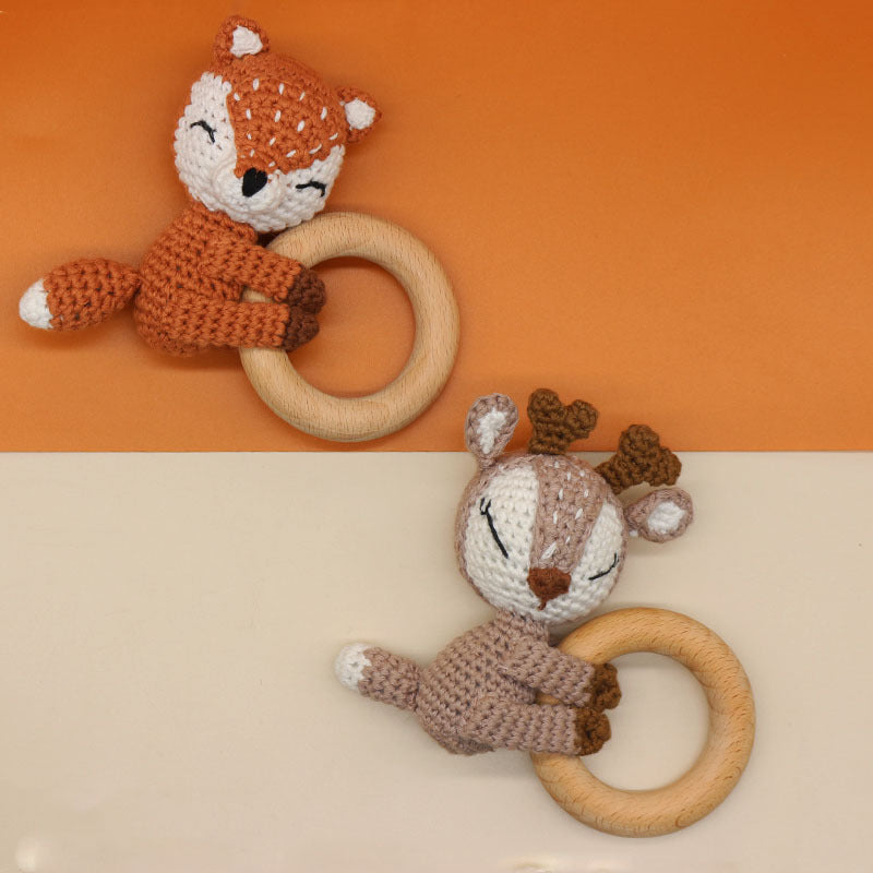 Baby Molar Teether with Crochet Fox and Elk