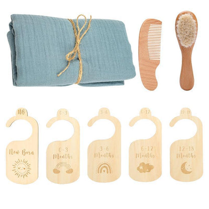 Newborn Gift Set: Wool Brush, Bath Towel, and Gift Box